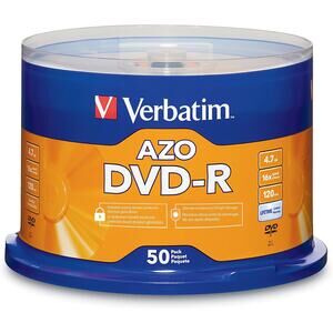 VERBATIM AZO DVD-R 16X 4.7GB Branded Logo 50 pack Spindle 95101